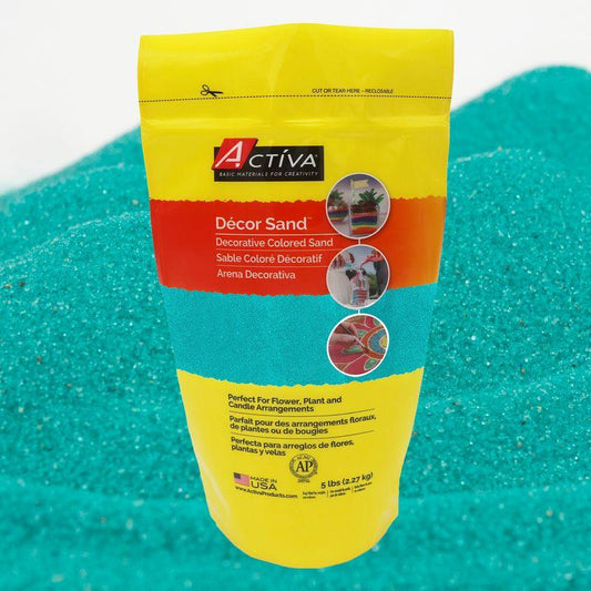 Décor Sand™ Decorative Colored Sand, Turquoise, 5 lb (2.27 kg) Reclosable