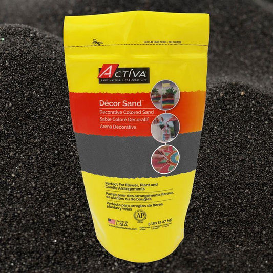 Décor Sand™ Decorative Colored Sand, Deep Black, 5 lb (2.27 kg) Reclosable