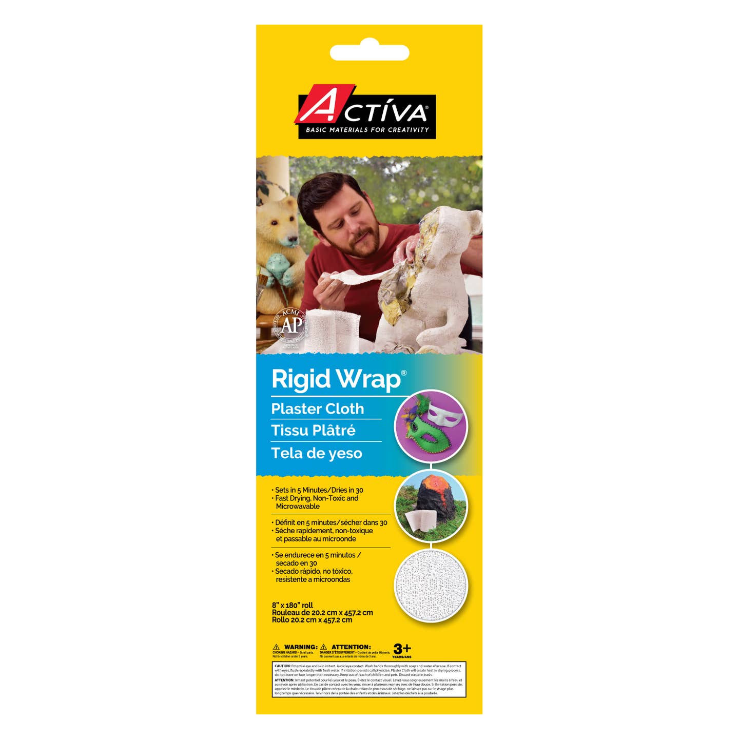 ACTIVA Rigid Wrap Plaster Cloth - White, 8" x 180"